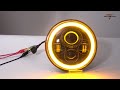 7 Inch 45W Round Hi Lo Beam LED Headlight With Halo Ring Black