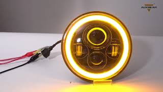 7 Inch 45W Round Hi-Lo Beam LED Headlight with Halo Ring (Black)