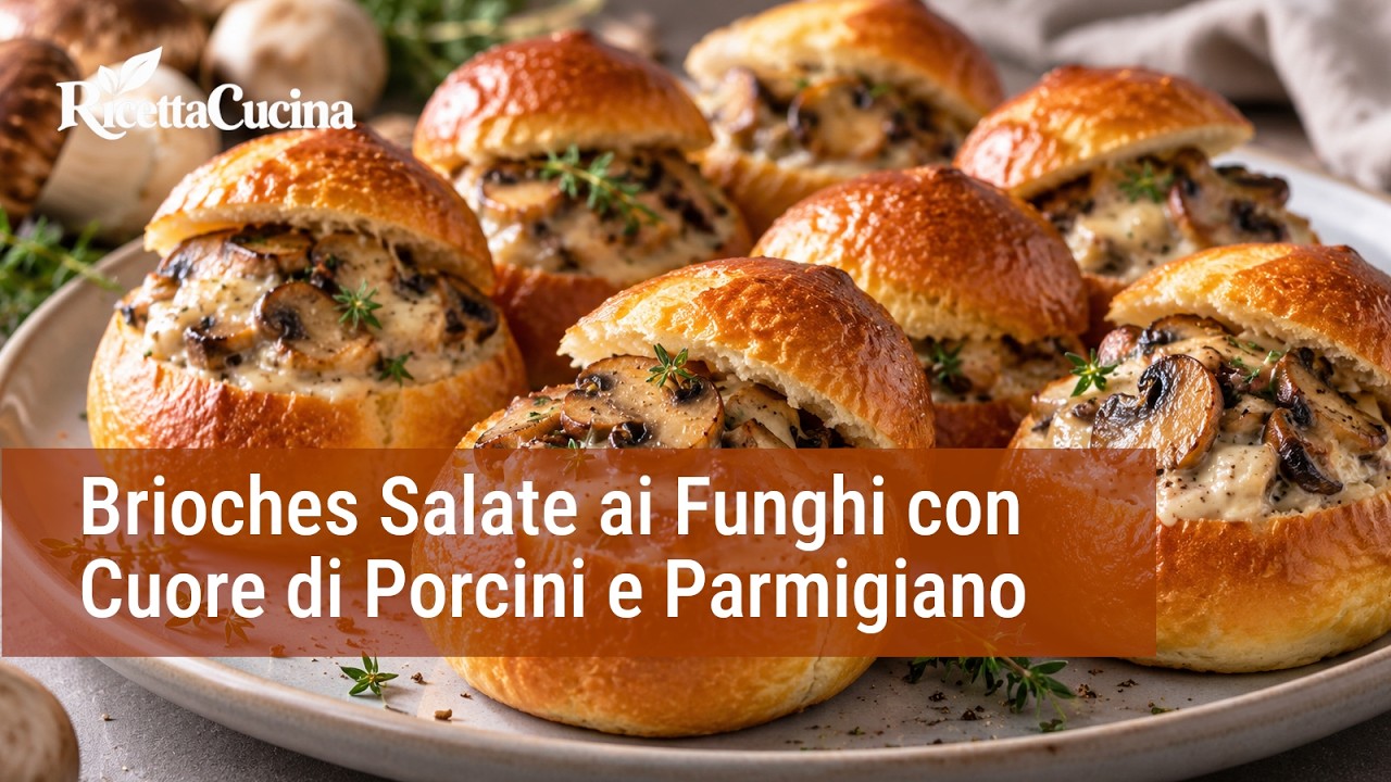 Anteprima video di Brioches Salate ai Funghi con Cuore Cremoso di Porcini e Parmigiano