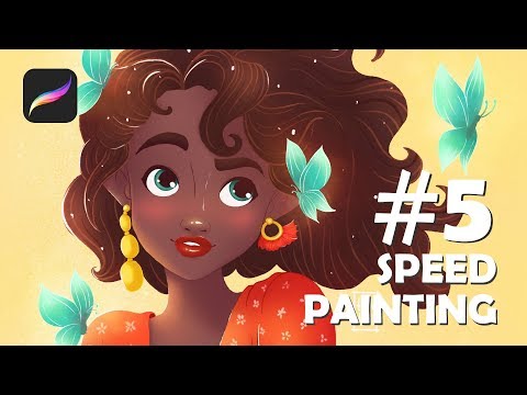 #5 Рисуем темнокожую красотку с бабочками на iPad Pro в приложении Procreate