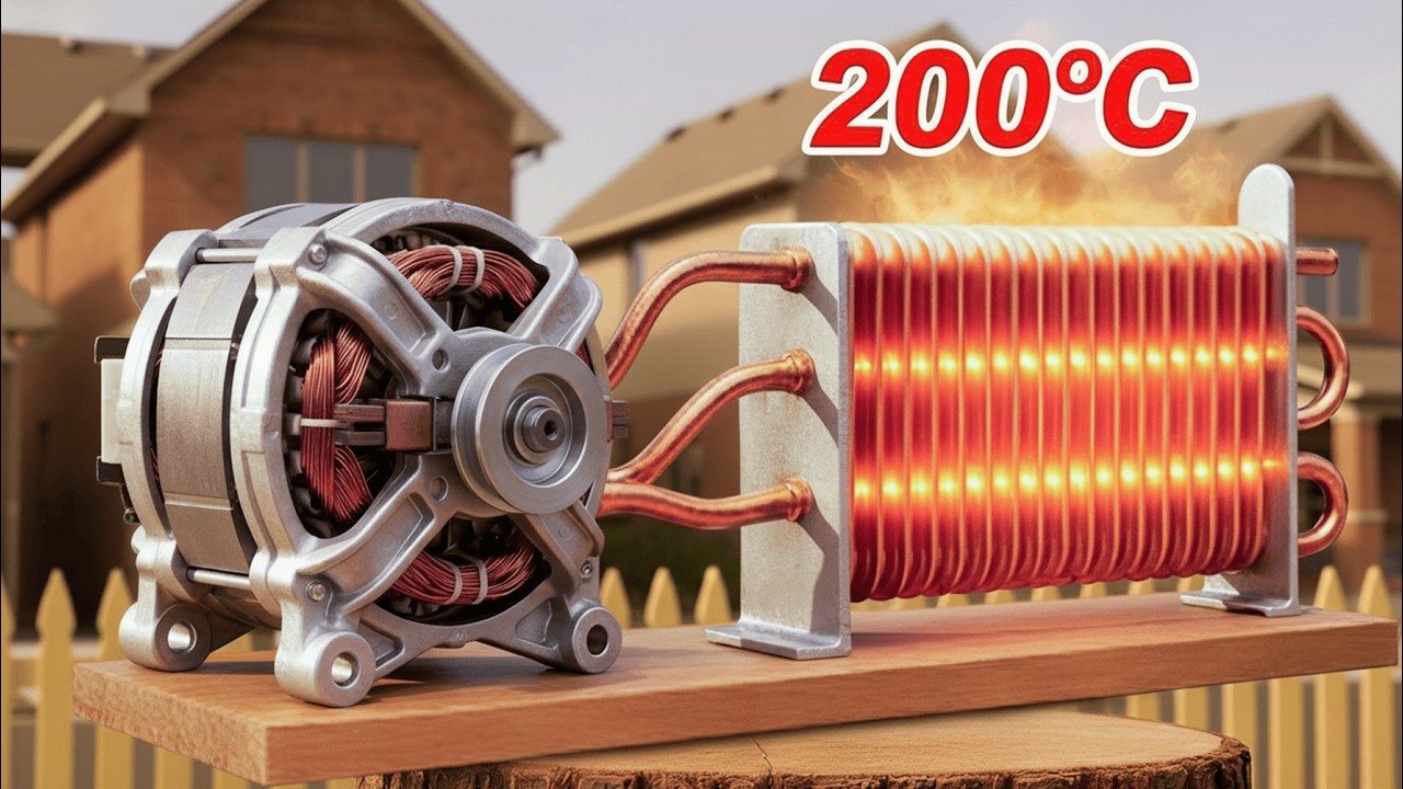 How to make free, forever heat from a washing machine engine and copper pipes.