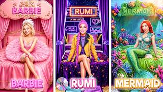 K-Pop Охотница на Демонов Руми vs Русалка vs Барби | Кто Построил Лучшую Секретную Комнату?