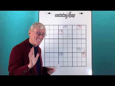 Tutorial #51  Chain of sudoku matching pairs. A neat trick.