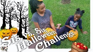 Sis vs Sis Halloween Challenge || Apple Bobbing &amp; Pumpkin Carving  + CHIT CHAT
