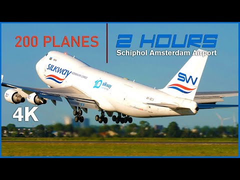 200 Planes - 2 Hours of Plane Spotting - AMSTERDAM 4K