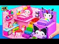 Build Cute My Melody House With Two Bedroom Purple Room For Kuromi DIY Miniature Cardboard House