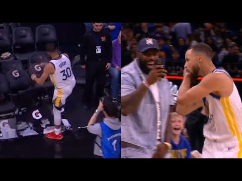 Stephen Curry kicks the chair so hard after nasty dagger 3 vs Magic