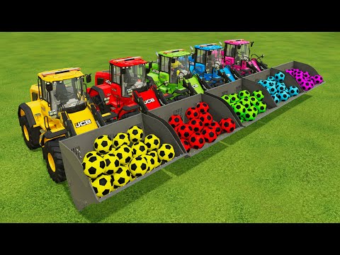 LOAD & TRANSPORT SOCCER BALLS w/ JCB WHEEL LOADER & NEW HOLLAND TRACTORS - FS22