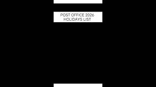 Post office 2026 holidays list #post #holiday #2026 #postal #jobs #postalgds #gds #bpm