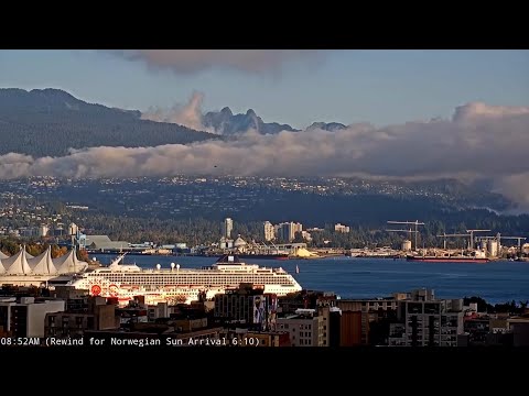 Thumbnail for Norwegian Sun’s Last Vancouver Arrival + Incredible Morning Clouds Lifting Over the Harbour ☀️🇨🇦