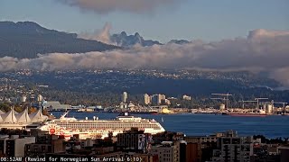 Norwegian Sun’s Last Vancouver Arrival + Incredible Morning Clouds Lifting Over the Harbour ☀️🇨🇦