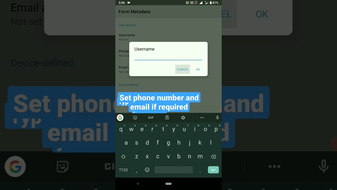 Set up  user's metadata in KoboCollect