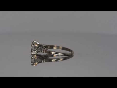 Antique 14K White Gold Engagement Ring w/ .83ct Old European Cut Diamond & Baguette's VEG #39