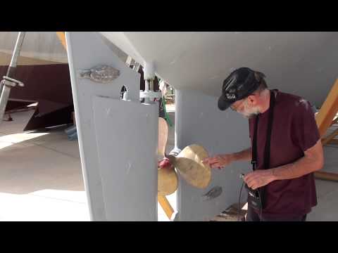 Boat & yacht surveying & ultrasound (UTM) the steel on a boat or yacht.