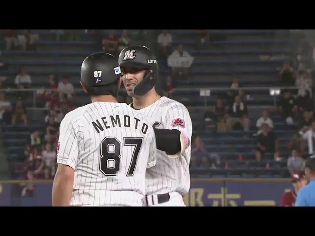 【4回裏】勢い止まらず!! マリーンズ・ソト レフトへの2点タイムリーヒット!!  2024年7月10日 千葉ロッテマリーンズ 対 東北楽天ゴールデンイーグルス