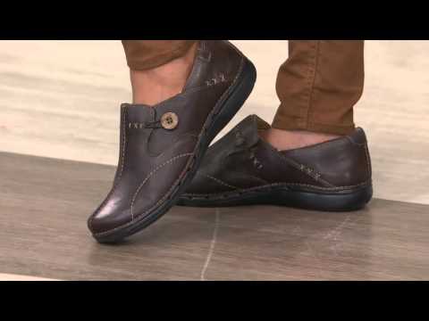 Clarks Unstructured Leather Slip-on Shoes - Un.Loop on QVC