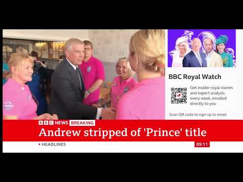 Prince Andrew stripped of Royal titles by the King- BBC News