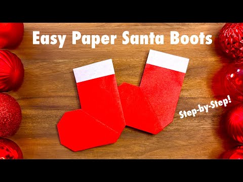 Easy Paper Santa Boots | Christmas Origami Craft DIY Tutorial (Step-by-Step)