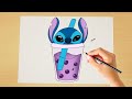 Drawing Stitch Boba Drink | How to draw Stitch Boba Drink | Step by step |