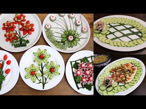 Top 6 Super Salad Decorations Ideas - Cucumber,Tomato,Carrot,Red beet Carving Garnish