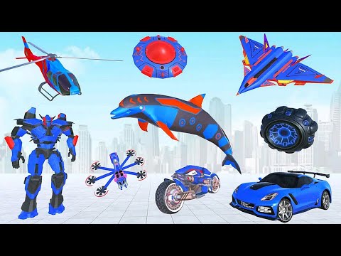 Grand Dolphin Robot Car Transform Battle City - Android iOS Gameplay