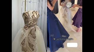 فستان سهرة طويل من الجازار بتطريز ملكي فاخر