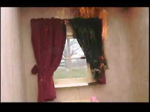Burnstop Demo - Curtains Protected from Candle Flame
