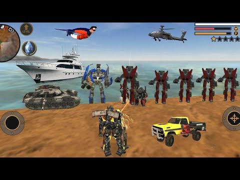 Vegas Crime Simulator (Transformer Fight Car Robot) Robot Car Destroy Public Building - Gameplay HD