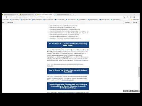 Special Education Leaders' Zoom Meeting — January 21, 2022