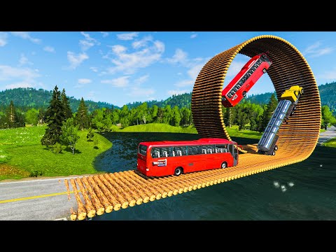 Cars vs Impossible Loop Bridge Over River — BeamNG.Drive — Rescind Gaming