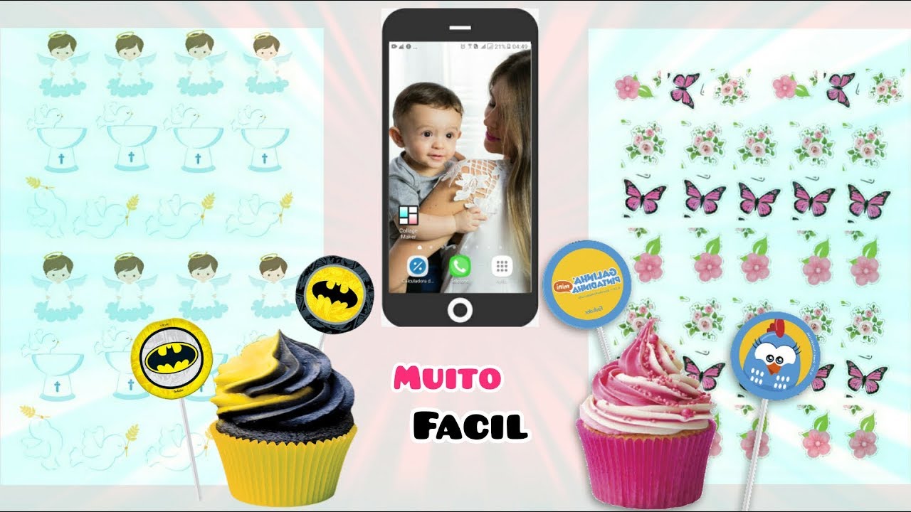 Como fazer topo de docinhos pelo celular (tag para docinhos)