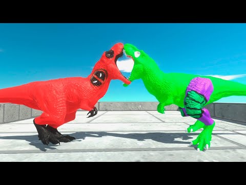DEADPOOL VS HULK T REX DEATH RUN - Animal Revolt Battle Simulator