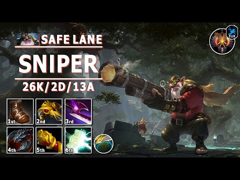 Sniper Safe Lane Carry | 7.31b | Pos 1 Sniper Guide | Dota 2 Immortal Gameplay