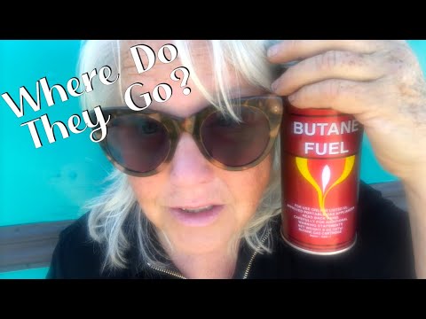 Part of a video titled Butane Gas Stove Fuel RECYCLING - What Do You Do With These CANS??