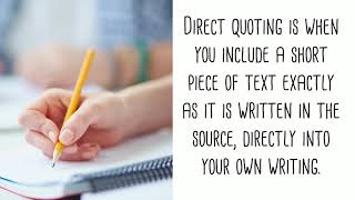 Academic Writing: Direct Quoting