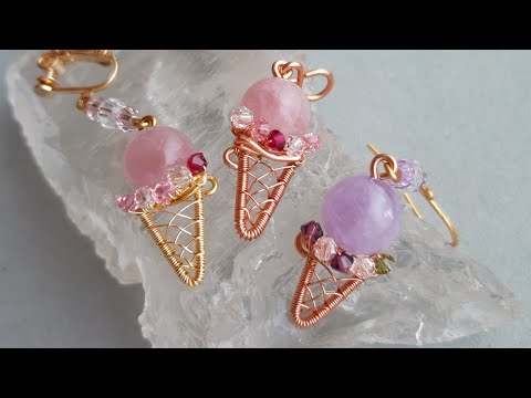 Wire wrap icecream earring
