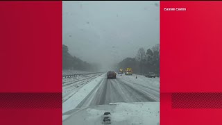 How road conditions look across north Georgia as snow falls hard, ices roads over