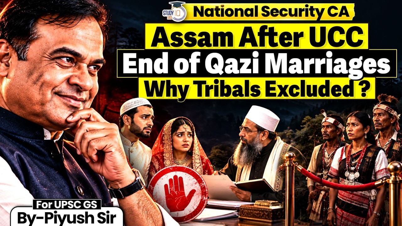 Assam UCC Explained! | Qazi Marriages to End? Why Are Tribals Excluded? | StudyIQ IAS