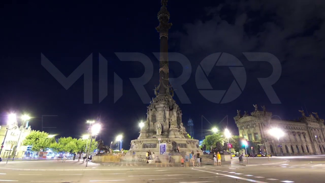 Timelapse de monumento a Colon Barcelona España