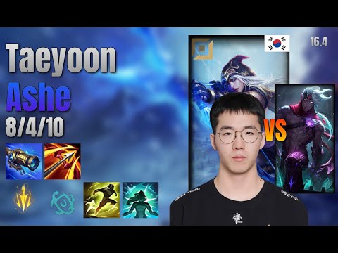 Taeyoon Adc Ashe vs Varus lol KR solo rank Full Game 16.4 | 태윤 애쉬 vs 바루스