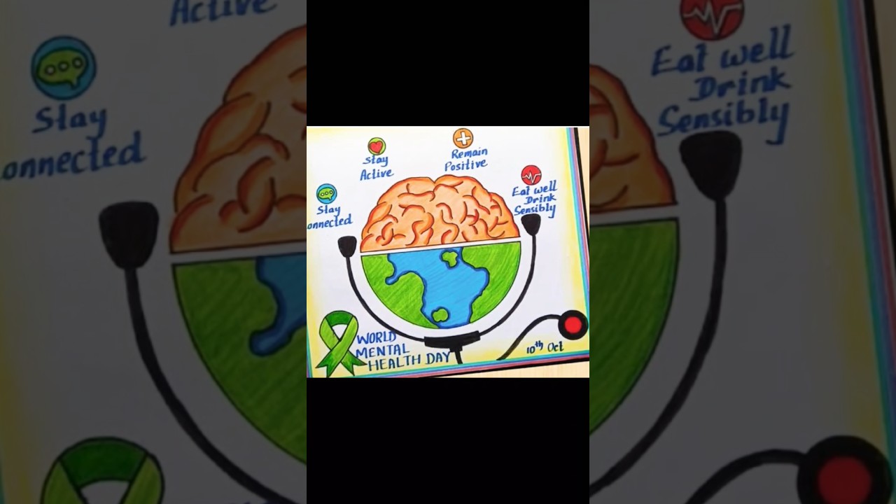 Mind Wellness Poster Drawing: Watch Me Create a Relaxing Masterpiece! || #shorts