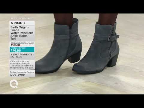 Earth Origins Suede Water Repellent Ankle Boots - Tori on QVC