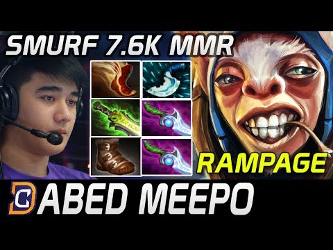 ABED Smurf 7.6K MMR MEEPO RAMPAGE Ranked Match Dota 2 Gameplay