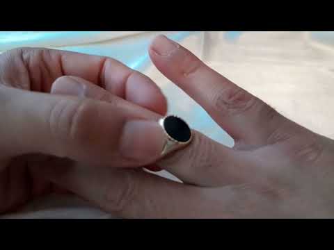 9ct Gold Onyx Ring Mens Oval Size Q