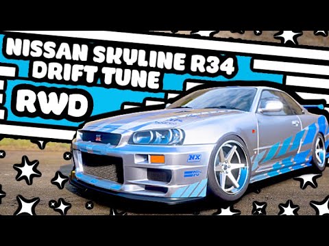 Nissan Skyline R34 (RWD) Drift Build / Tune! - Forza Horizon 5 - 1,000,000+ Points Run!