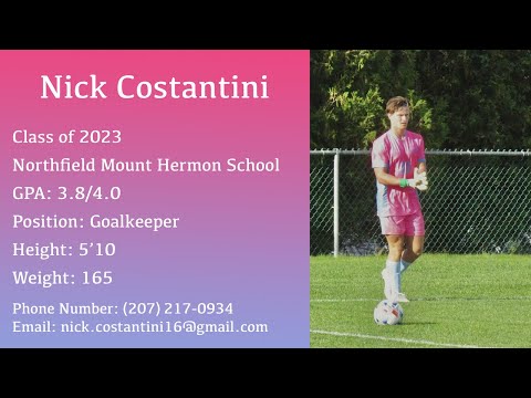 Nick Costantini - Class of 2023 Goalkeeper - Northfield Mount Hermon School