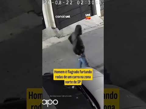 Homem é flagrado furtando rodas de um carro na zona norte de SP