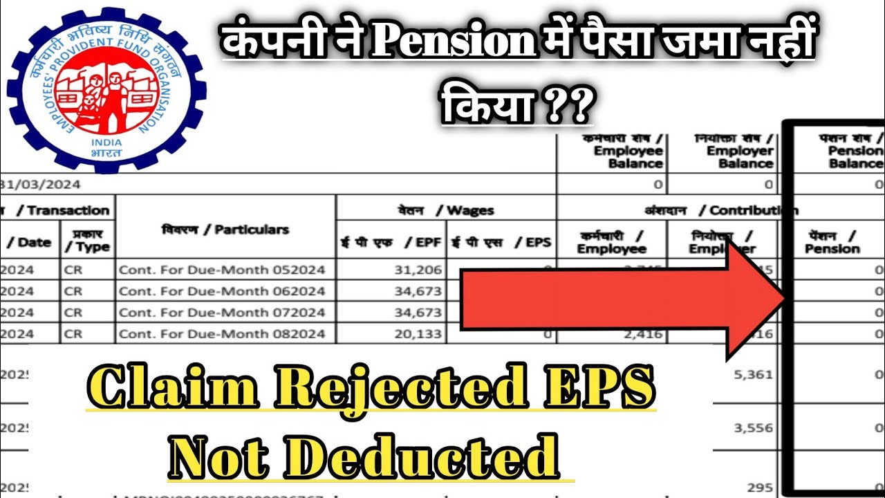 🤔🤔Claim Rejected EPS Contribution not Deducted🙏🙏EPS Not Deducted🤠🤠