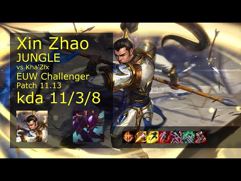 Xin Zhao vs Kha'Zix Jungle - EUW Challenger 11/3/8 Patch 11.13 Gameplay