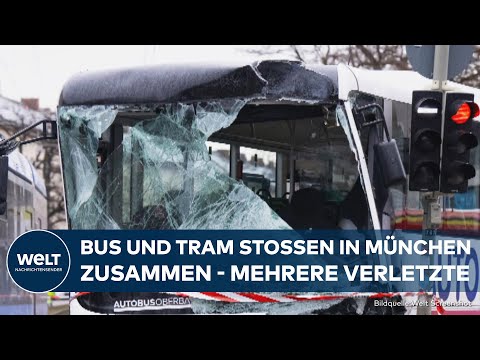UNFALL IN MÜNCHEN: Mehrere Verletzte bei Kollision von Reisebus und Trambahn – Strecke blockiert!